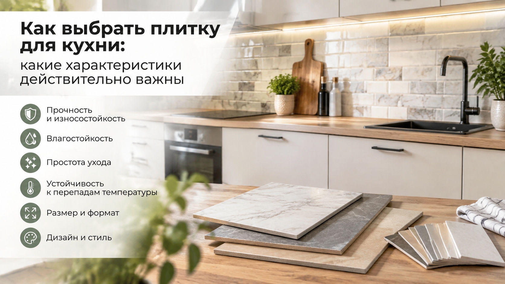 Как выбрать плитку для кухни: важные характеристики для долговечного покрытия